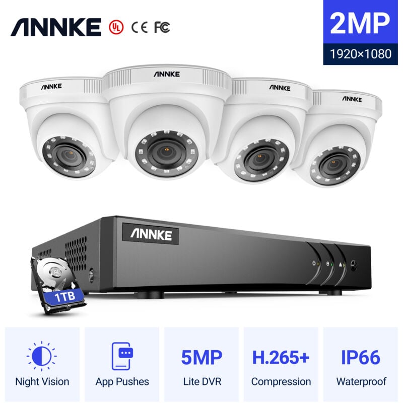 Annke - 8CH Kit vidéosurveillance dvr 41080P Smart ir Vision Nocturne Imperméable Surveillance Distance Sécurité Caméra cctv Set - 1TB hdd