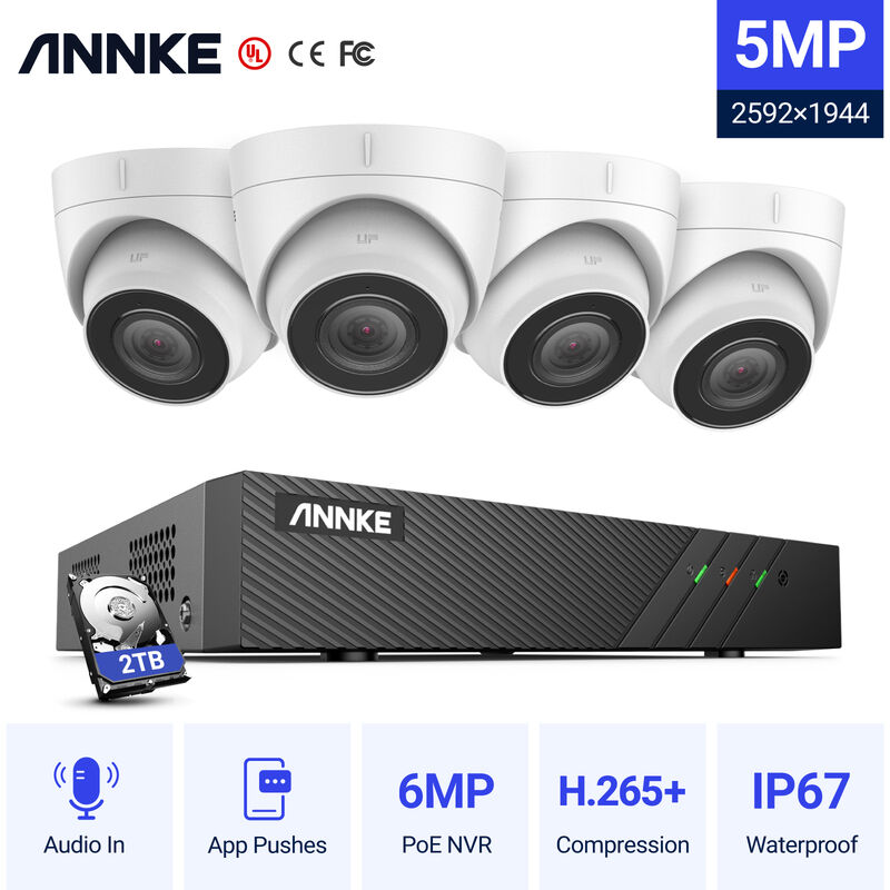 

ANNKE 8CH Sistema de seguridad de red Super HD PoE 5MP 4 cámaras estilo B - 2TB