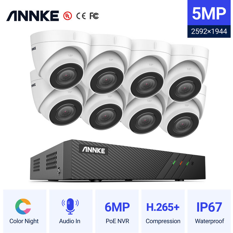 

ANNKE 8CH Sistema de seguridad de red Super HD PoE 5MP 8 Cámaras Estilo B - sin disco duro