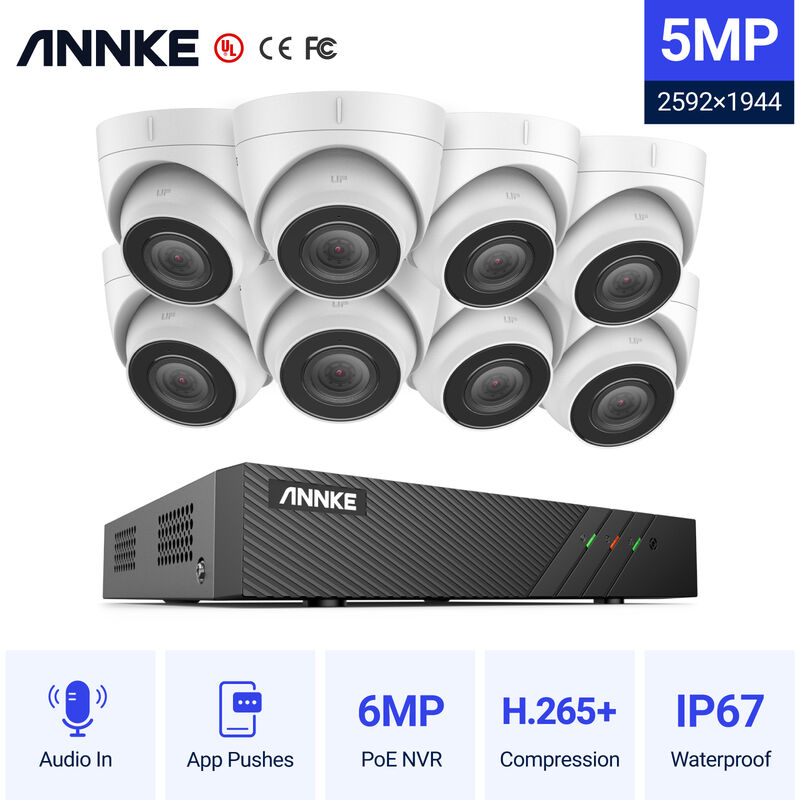 

ANNKE 8CH Sistema de seguridad de red Super HD PoE 5MP 8 Cámaras Estilo B - sin disco duro