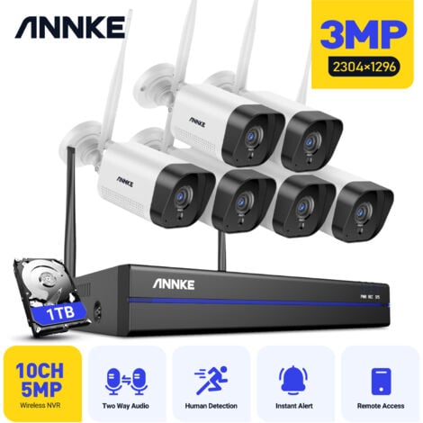 ANNKE 8CH système de caméra de vidéosurveillance sans fil 5MP WiFi NVR 6X 3MP Kit de caméras de sécurité de Surveillance de Vision nocturne extérieure-disque dur de 1 To