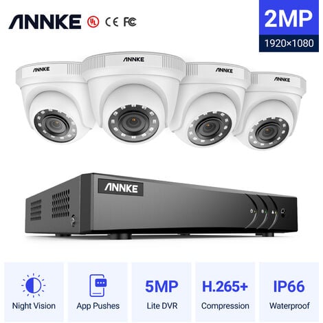 ANNKE 8CH VIDEOÜBERWACHUNGSSET 4×1080P SMART IR NACHTSICHT WASSERDICHT FERNZUGRIFF CCTV KAMERA SYSTEM