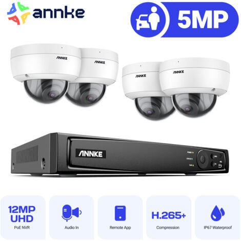 ANNKE H500 PoE Kit de videovigilancia 6MP NVR 4X 5MP IP PoE Cámaras Sistema de cámara para exteriores, IP67 resistente a la intemperie, visión nocturna EXIR 2.0