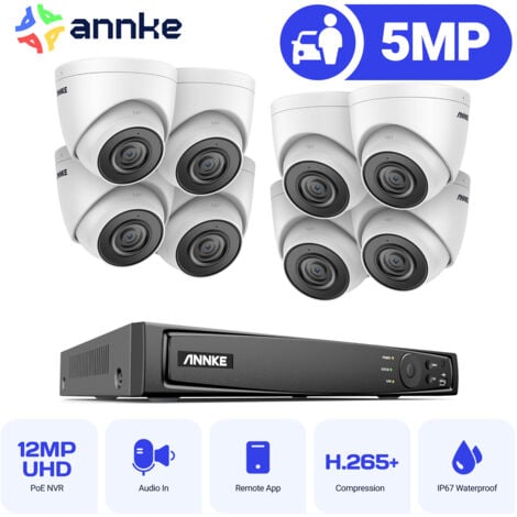 ANNKE H500 PoE Torretta Kit Videosorveglianza 6MP NVR 8X 5MP IP Camere Sistema di Telecamera Esterno, EXIR 2.0 Visione Notturna, IP67 Resistente alle Intemperie