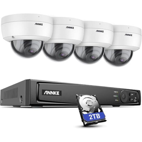 ANNKE H800 8MP 4K Ultra HD PoE-Überwachungskamerasystem, H.265+ NVR mit 4 4K-Dome-Kameras, Personen- und Fahrzeugerkennung, IP67 wasserdicht, IK10 vandalensicher, Audio