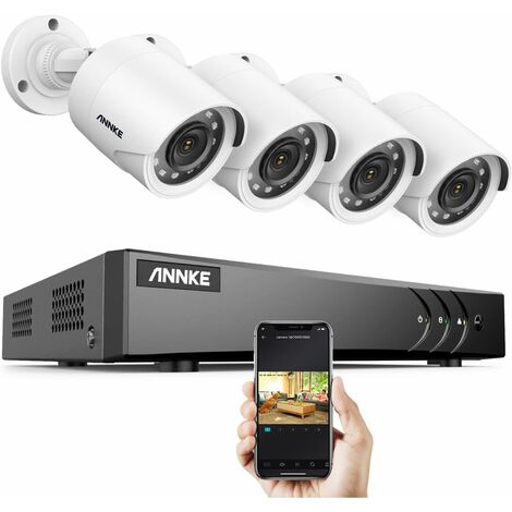 ANNKE Kabelgebundenes Überwachungskamera-Set, 4 Kameras 1080p und 5 MP Lite 8CH DVR, 2 MP CCTV-Set, 30 m Nachtsicht, Bewegungserkennung, Fernzugriff und E-Mail-Alarm