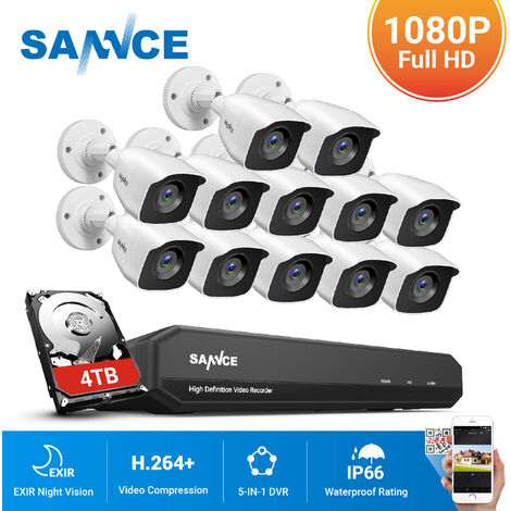 Annke Kit caméra de surveillance filaire 8CH 5 en 1 DVR 3MP enregistreur + 8 caméra HD 1080P Extérieur vision nocture 20m