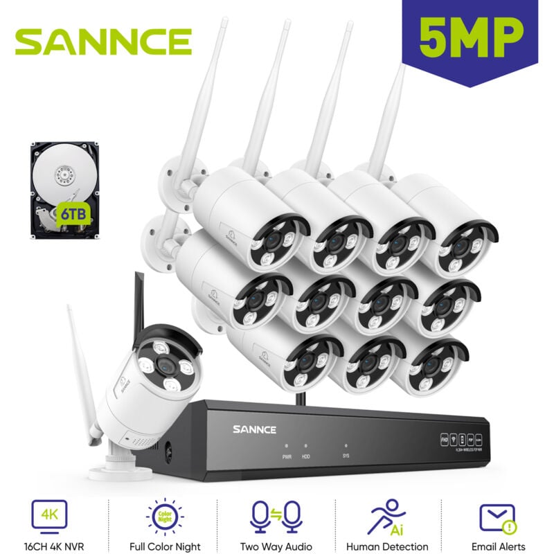 Kit de vidéosurveillance sans Fil 4MP,Humanoïde PIR,Audio Bidirectionnel Équipée de panneaux solaires,2 Caméras Extérieures - Annke