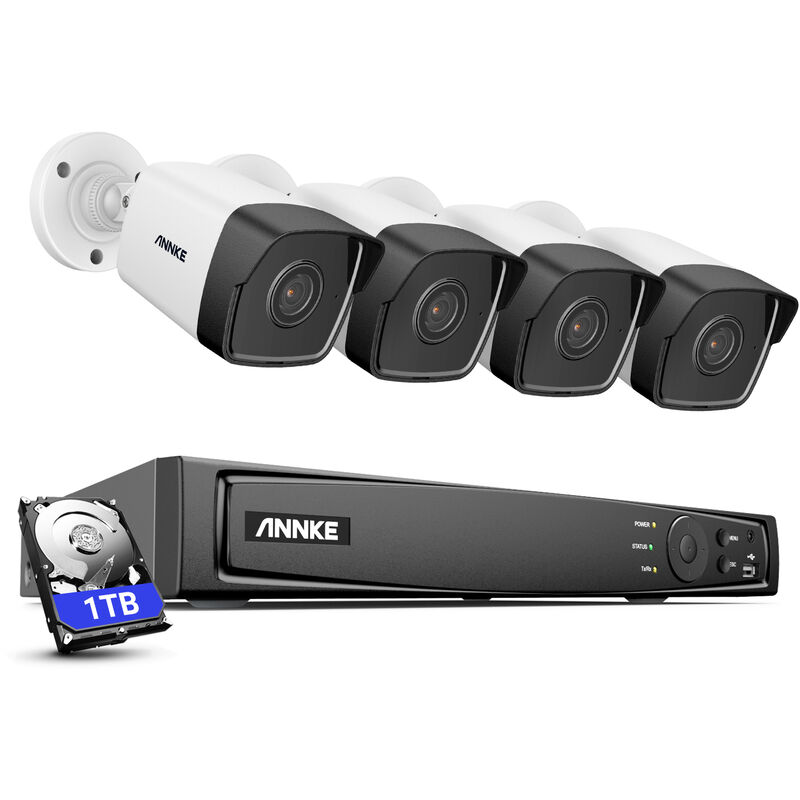 Saldi K telecamera di sicurezza Hiseeu 4K UHD 4CH 8MP con alimentazione PoE. Visione notturna