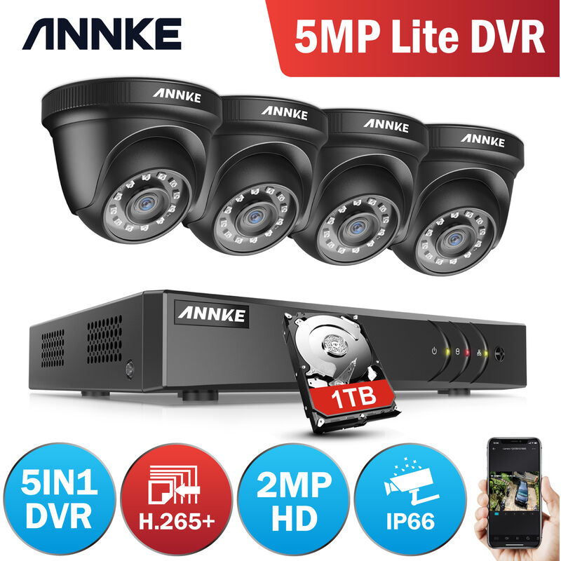 

ANNKE Kit sistema de seguridad 1080P CCTV DVR 8ch 4*cámara -1TB disco duro