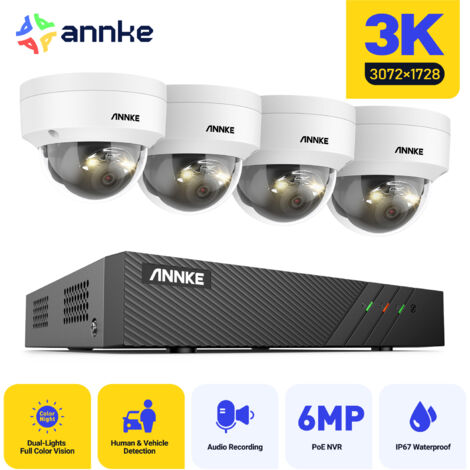 ANNKE Outdoor H.265+ 3K IP 4 Dome Cameras 2.8mm Lens,AI Human/Vehicle Detection,Built-in microphone,Waterproof IP67 - NO HDD