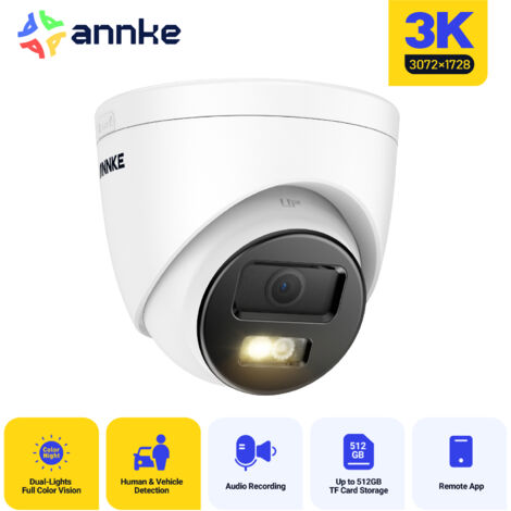 ANNKE PoE 3K Telecamera di sicurezza esterni visione notturna a colori, rilevamento del movimento,IP67