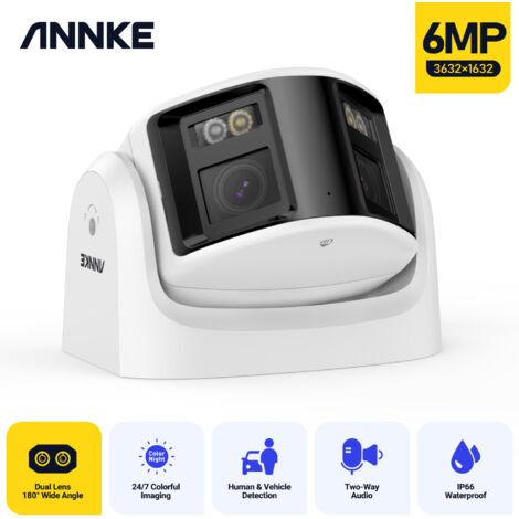ANNKE PoE Security Camera 6 MP Panoramic 180°Fixed Turret Network Camera Surveillance Cam Two Way Audio IP Camera