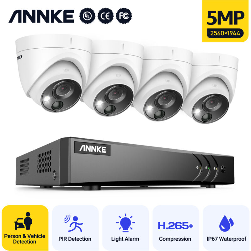 

ANNKE Sistema de cámara de seguridad con cable de 4 canales y 5MP H.265 Pro DVR Vigilancia con cámaras CCTV PIR de 5MP para el hogar Kits de