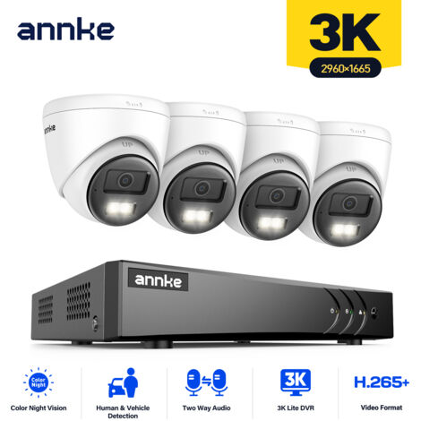 ANNKE Sistema di telecamere di sicurezza CCTV 5MP 16CH con audio bidirezionale, visione notturna a colori, rilevamento persone/veicoli IP67