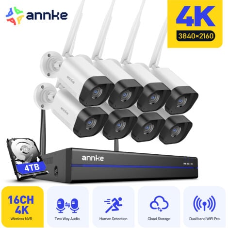 ANNKE Système de caméras de sécurité extérieures 8 MP avec vision nocturne infrarouge intelligente, protection continue et disque dur de 4 To.