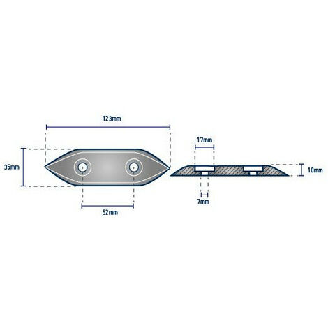 Anode Plaque hors-bord CHRYSLER - ORANGEMARINE - entraxe 50 mm