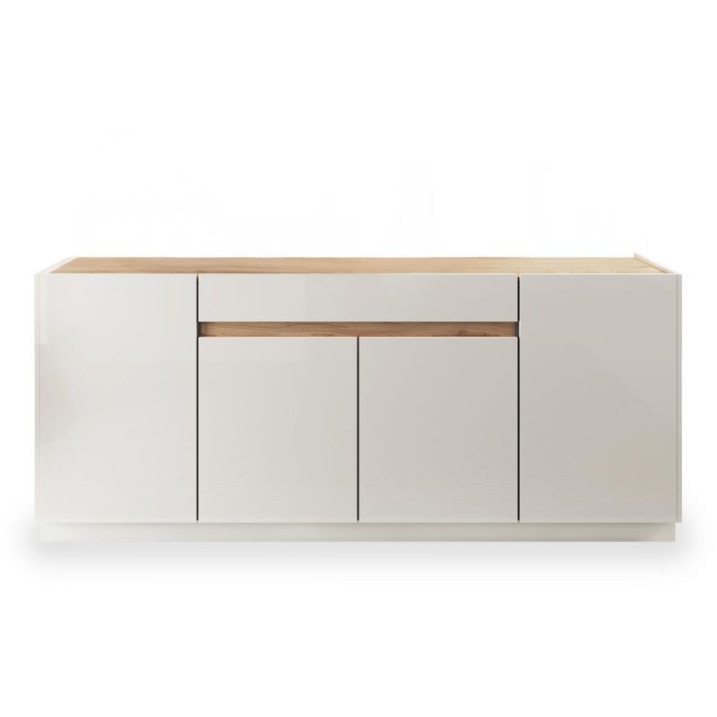 ANORA - Buffet 4 portes 1 tiroir bois et blanc