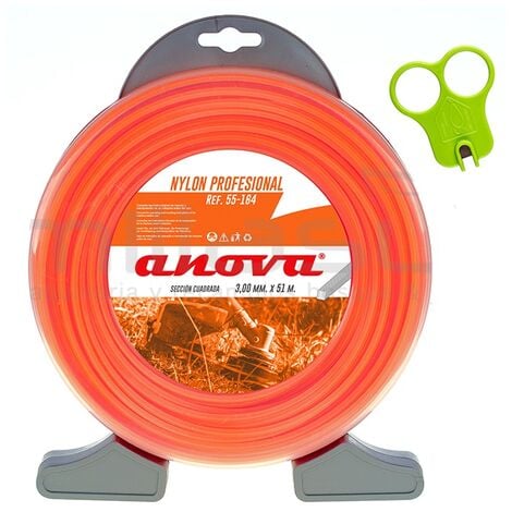 Anova Nylon profesional cuadrado naranja con dispensador 3mm x 51 mt