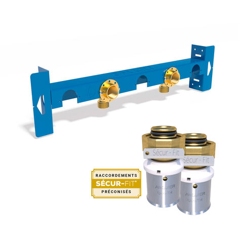 ANQUIER SMART U Sortie de cloison robinetterie entraxe 75 ou 150mm SE15040 + 2 raccords multicouche à sertir Ø16