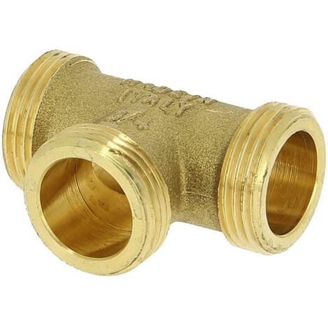 Anquier – Té laiton égal mâle 3/4 – Raccord fileté 20 x 27 mm – Angle 90° – Système à visser pour plomberie