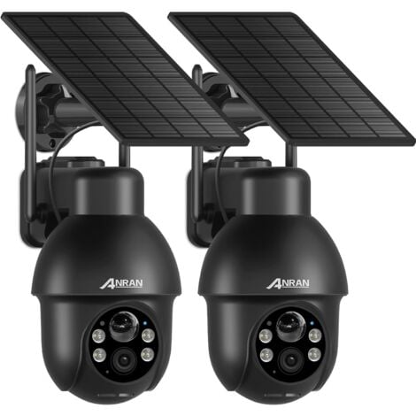 ANRAN 2 pezzi Telecamera di sicurezza batteria esterna solare, telecamera di sicurezza wireless Wi-Fi con riflettore, AI Motion Detection e Alexa compatibile, visione notturna colorata, Q3 Pro nero