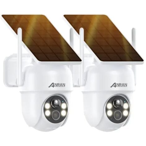 ANRAN 2PCS Caméra de Surveillance Extérieur sans Fil Solaire 2K 3MP HD Batteries Rechargeable avec panneau solaire intégrée- Lot de 2 cameras Q04