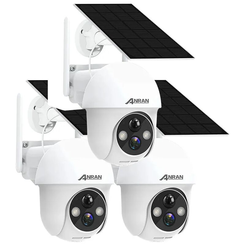 3 pièces Caméra de Surveillance Exterieur 2K hd 3MP Panneau Solaire Extérieur sans Fil Détection pir Compatible Alexa et Google Home, Q01 - Anran