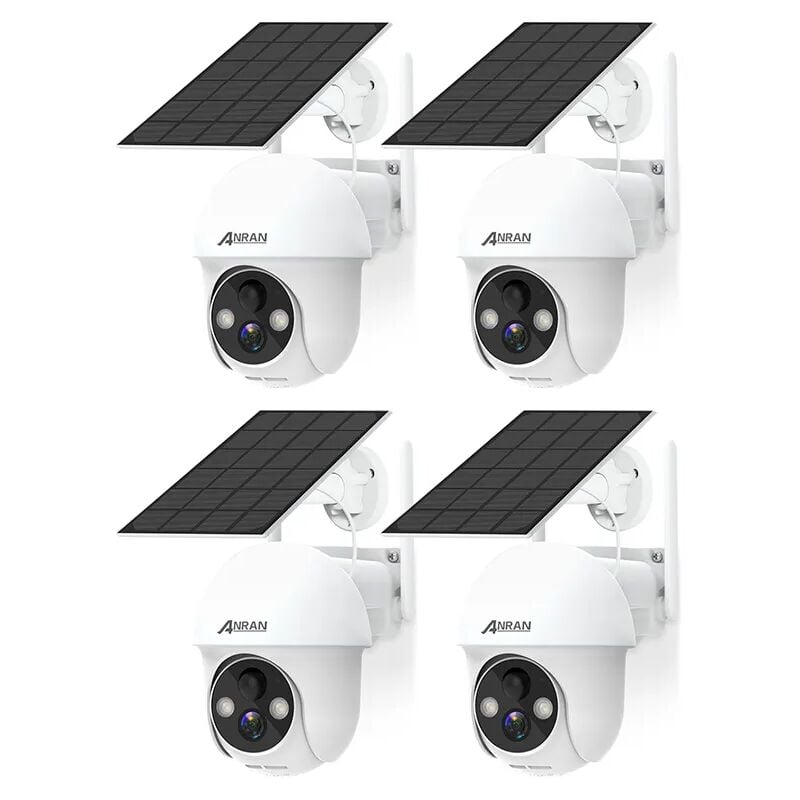 4 pièces Caméra de Surveillance Exterieur 2K hd 3MP Panneau Solaire Extérieur sans Fil Détection pir Compatible Alexa et Google Home, Q01 - Anran