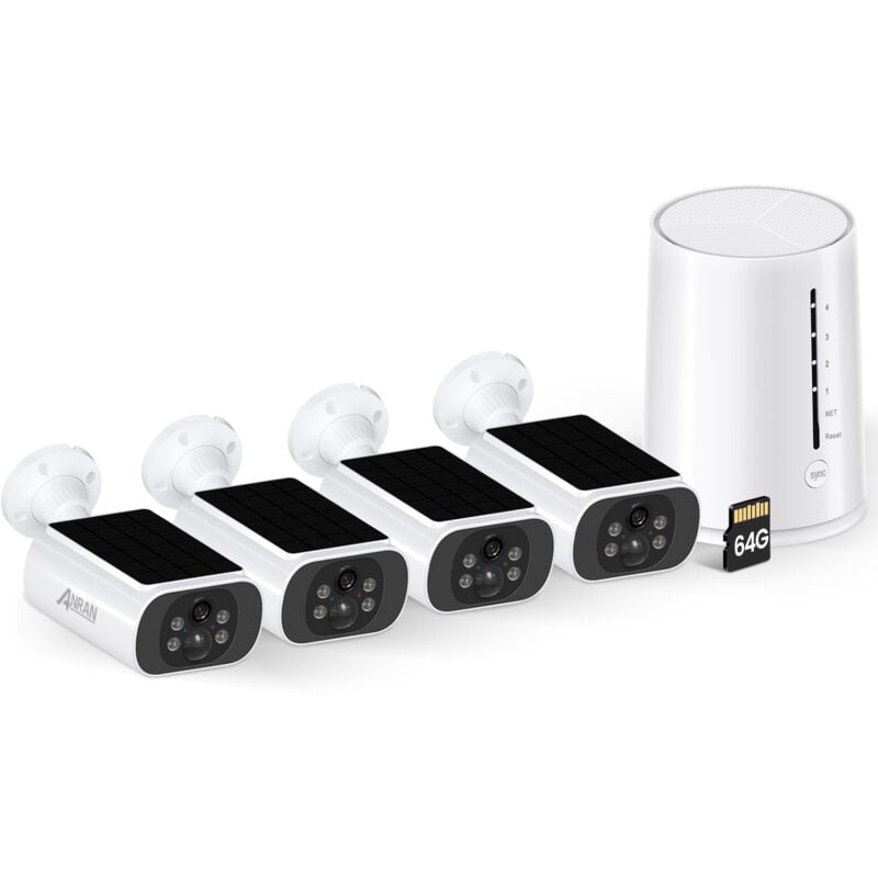 Caméra de Surveillance WiFi Extérieure sans Fil, Panneau Solaire Intégré, avec Homebase, Vision Nocturne Couleur, Audio Bidirectionnel, Stockage