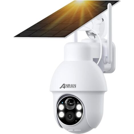 ANRAN 5MP Caméra Surveillance WiFi Exterieure sans Fil Solaire, PTZ Vision Nocturne Couleur 30m avec 4 Lumières Blanches, HD 2560 x 1920 Détection de Mouvement sur Audio Bidirectionnel, Q03 Max Blanc