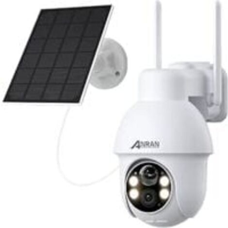 ANRAN 5MP Caméra Surveillance WiFi Exterieure sans Fil Solaire, PTZ Vision Nocturne Couleur 30m avec 4 Lumières Blanches, HD 2560 x 1920 Détection de Mouvement sur Audio Bidirectionnel, Q03 Max Blanc