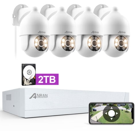 ANRAN 5MP FHD Überwachungskamera Set PoE, 4X 5MP PoE IP Kamera Aussen und 8CH 1TB HDD NVR für 24/7 Aufzeichnungen, Bewegungserkennung, 30M Nachtsicht, Onvif, FTP