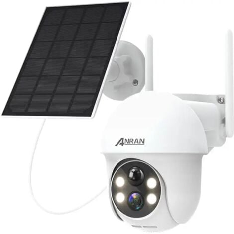 ANRAN Cámara de vigilancia exterior 2K HD 3MP Panel Solar exterior inalámbrica Detección PIR Compatible con Alexa y Google Home, Q01