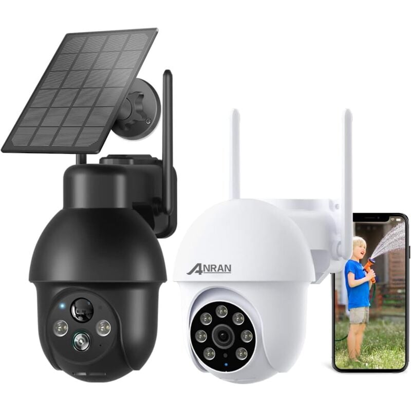 Caméra de surveillance sans fil à batterie Q03 Noire 3MP + caméra de surveillance filaire P3 blanche 5MP - Anran
