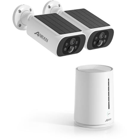 ANRAN Kit Caméra de Surveillance Sans Fil ,Vidéosurveillance,2 caméras batteries solaires 4MP,1 station 4CH avec 64GB carte sd