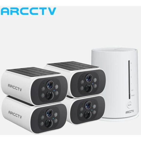 ANRAN Kit Caméra de Surveillance Sans Fil ,Vidéosurveillance,4caméras batteries solaires 4MP,1 station 4CH avec 64GB carte sd
