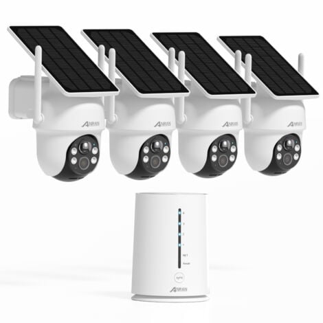 ANRAN Kit de vidéosurveillance Extérieur Sans fil 4MP avec 4 caméras batteries solaires PACK VIDEOSURVEILLANCE + Carte sd 64Go