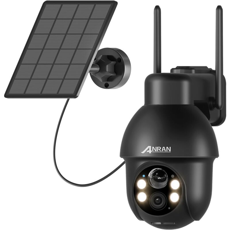Anran - Caméra de Surveillance WiFi Extérieure 3MP sans Fil Solaire, 360° ptz Vision Nocturne Couleur ,Spotlight pir Détection Humaine, Audio