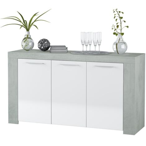Anrichte 3 Türen Cm. 42 x 144 x 80 weiß grau