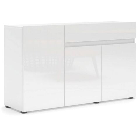 Anrichte Deodata, Sideboard mit 2 Regalen, 38x135x79h cm Weiß