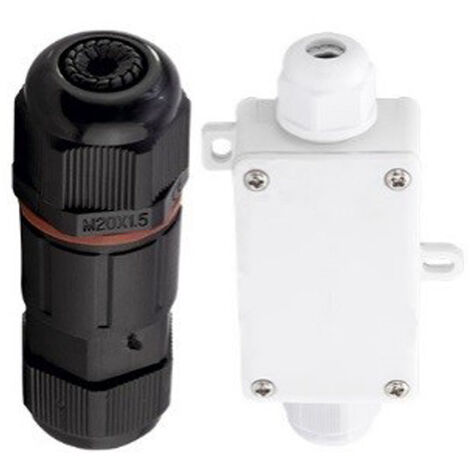 Anschluss Verbinder Set / Rundverbinder mit Connection Box & Connector IP65
