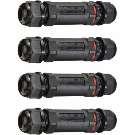 Anschlussdose, 4er-Pack wasserdichte Anschlussdose, IP68 wasserdichter Außenkabelverbinder mit 3 Polen, Ø 1 mm-12 mm Muffenkupplung