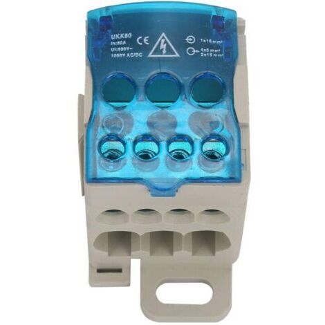 Anschlussdose, 80A-Klemmenblock, Verteilerklemme, DIN-Schiene für 16 mm², Neutralleiterklemme, Verteilerkasten, für Verteilerschränke und Hochspannungsschränke.