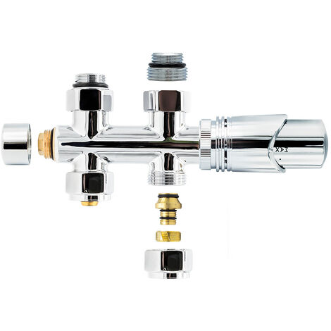 Anschlussgarnitur Mittelanschluss Multiblock Durchgang Chrom 1/2" PEX 16 x 2mm Konus M30