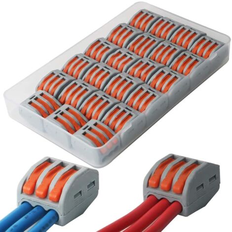 Anschlussklemmen, 23 Stück Schnellverbinder, Kompakte Drahtverbinder, für massive, flexible und flexible Drähte (3 Anschlüsse)