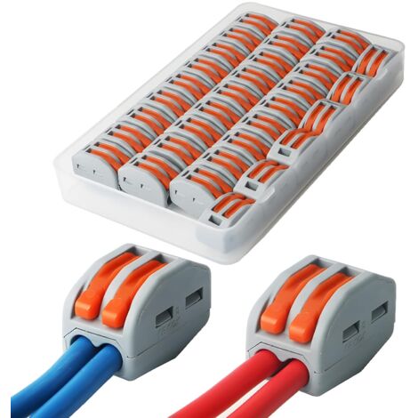 Anschlussklemmen, 33 Stück elektrische Steckverbinder, kompakte Drahtverbinder, Anschlussklemmen mit Bedienhebel (2 Anschlüsse)