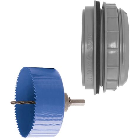 Anschraub-Muffe DN 110, KS-grau, inkl. Kreisschneider Ø 121 mm