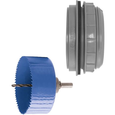 Anschraub-Muffe DN 90, KS-grau, inkl. Kreisschneider Ø 121 mm