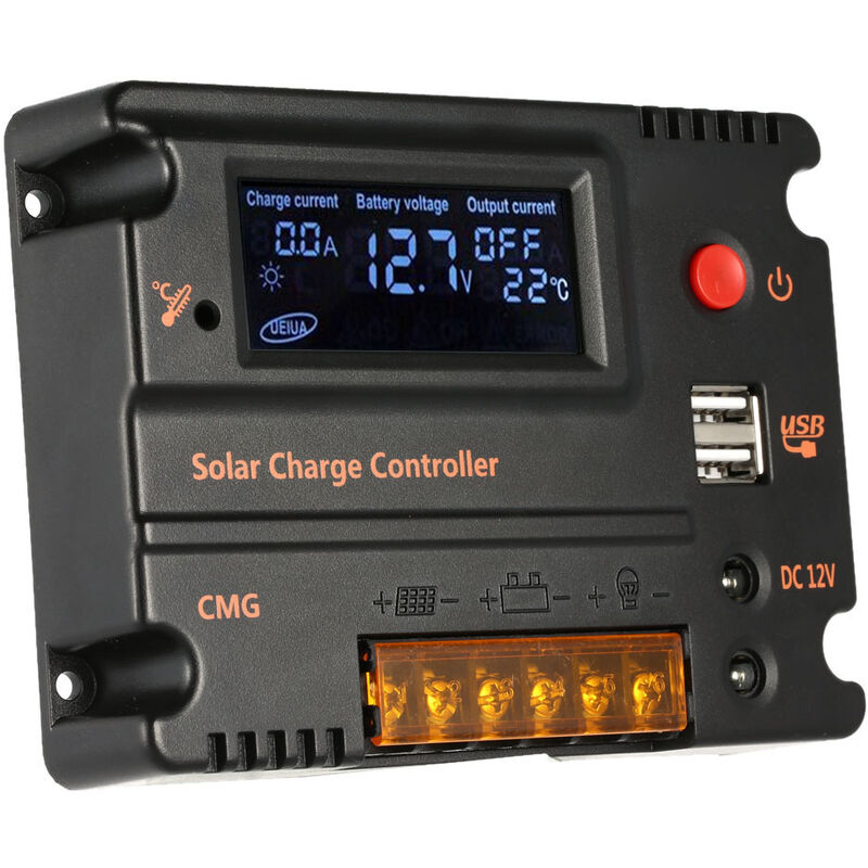 

10A 12V 24V, Panel de controlador de carga solar Regulador de bateria - Anself